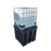 Tároló tálca 1 db IBC tartályhoz levehető ráccsal újrahasznosított - 4 oldalról targoncázható 1100 literes