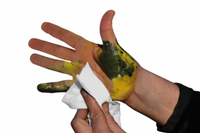 koszos kéz, Dirteeze törlőkendő alkalmazása